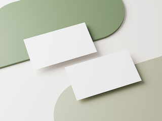 blank business cards on grey background, text & logo mockup