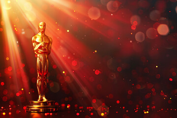 Red Theater Stage with Dramatic Lighting and Velvet Curtains, Elegant Performance Venue Setup with Spotlight and Theatrical Atmosphere