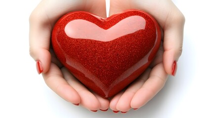 Obraz premium Valentine's Day - Hands Holding A Red Heart