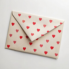 Envelope Decorated with Red Heart Details for Valentine's Day or Romantic Occasions