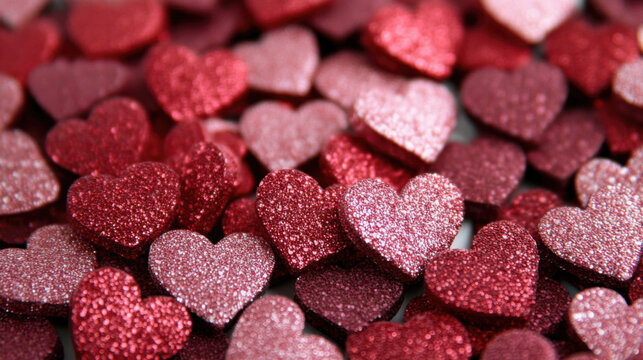 Fototapeta Valentine's Day wallpaper featuring vibrant hearts in various sizes and shades, creating a romantic festive design