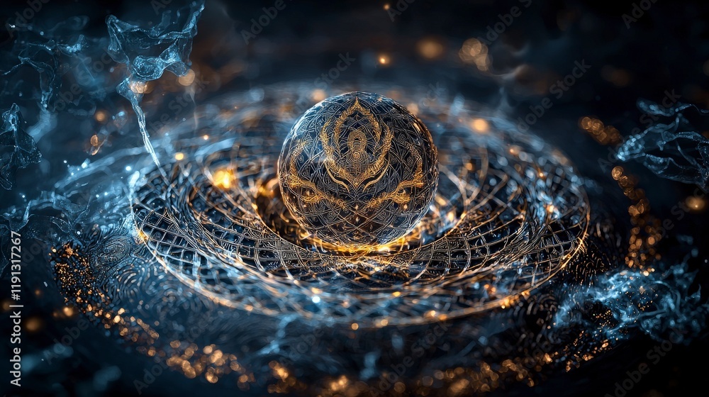 Poster abstract digital art of cosmic energy dynamic visualization of spiritual realms for a vibrant enligh