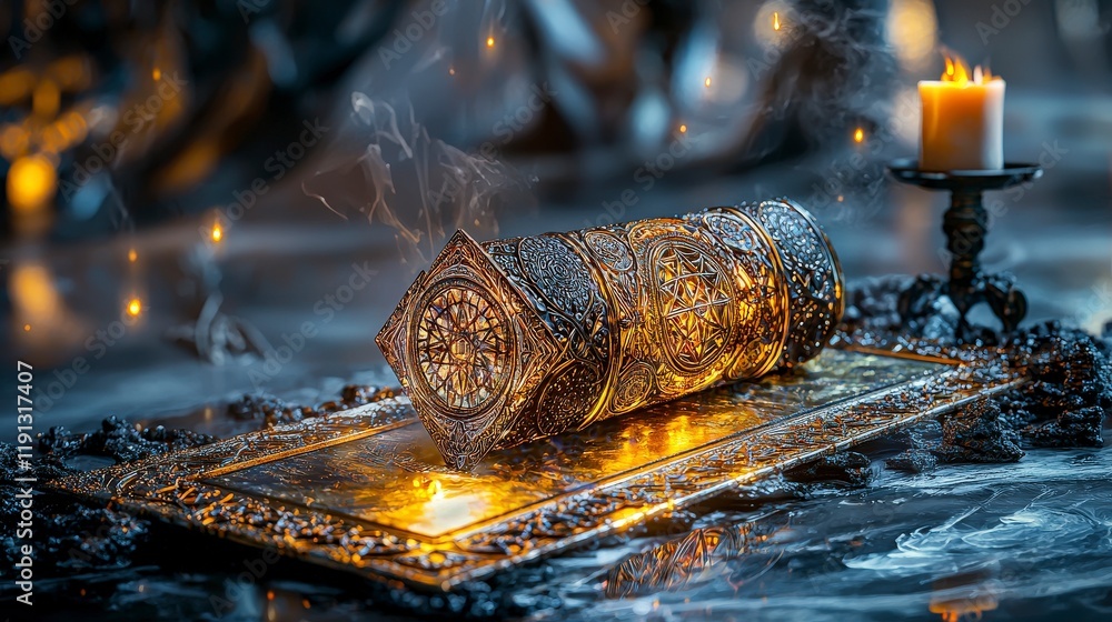 Aufkleber Mysterious pibek yantra illuminated enigmatic setting fantasy art magical realm close-up intricate design and craftsmanship