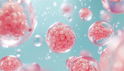 Glowing red caviar bubbles