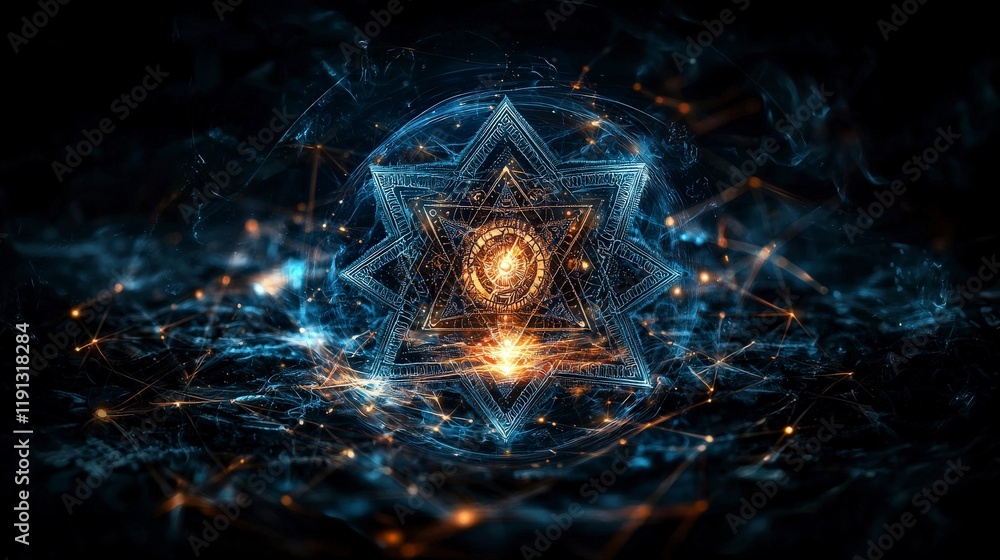 Aufkleber illuminating vishwakarma yantra enigmatic digital art mystical atmosphere ethereal glow cosmic persp
