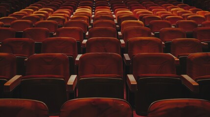 Empty auditorium with soft lighting, evoking a sense of anticipation.