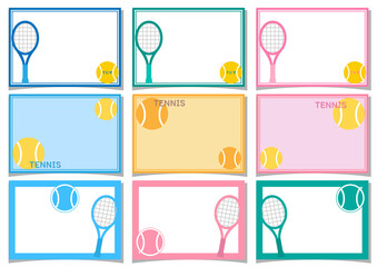 テニス■テニスラケットとテニスボールのメッセージカード＆フレームセット