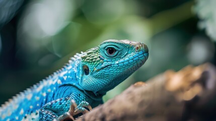Obraz premium Vibrant Blue and Green Lizard Showcasing Nature's Adaptation and Diversity