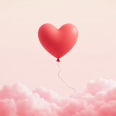 Dreamy Heart Balloon Floating in Cloudy Sky Design