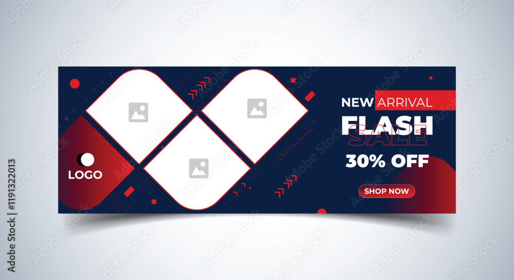 Canvas Prints flash sale facebook cover page timeline web ad banner template with photo place. modern layout dark 