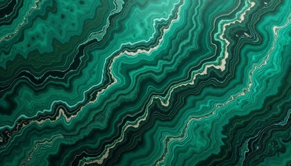 Elegant Malachite Swirls with Golden Highlights in Rich Emerald Tones