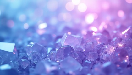 Dreamy Crystal Clusters in Mystical Purple-Blue with Bokeh Effects