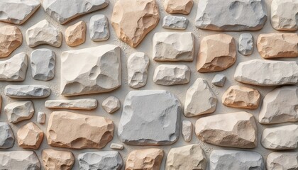 Rustic Stone Wall Pattern in Neutral Beige Tones for Architectural Design