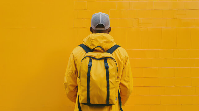 Cap and bag sport yellow whit blue real photo 4k