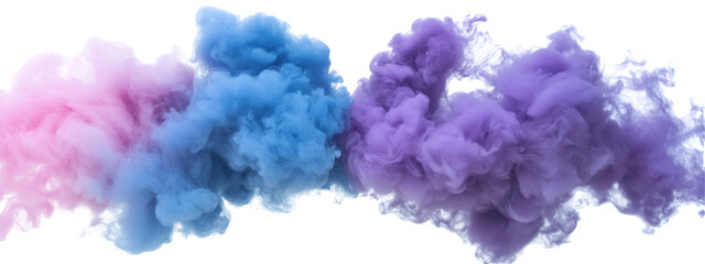 Fototapeta premium Blue and Purple Smoke Merging Isolated on White and Transparent Background