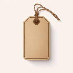 A blank brown paper price tag with a string for retail shopping