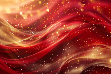 Red Theater Stage with Dramatic Lighting and Velvet Curtains, Elegant Performance Venue Setup with Spotlight and Theatrical Atmosphere