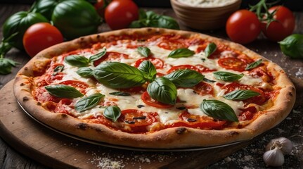  tasty pizza with dry smoked sausages olives