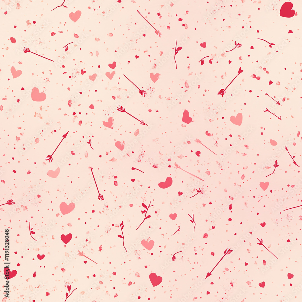 Poster romantic heart and arrow pattern with soft valentine's day texture