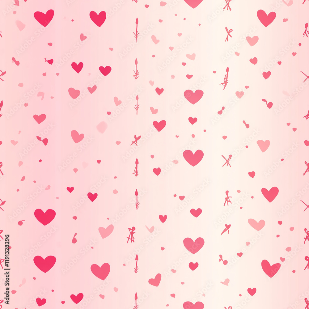Poster Valentine's Day heart and arrow pattern with soft romantic texture