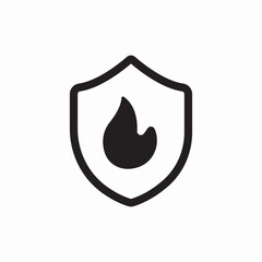 Fire shield protection icon vector sign