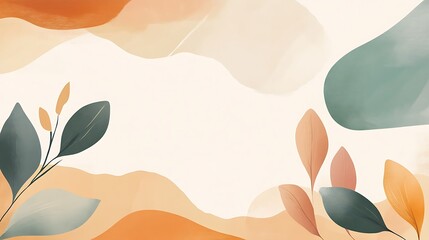 Abstract art featuring leaves and earthy tones