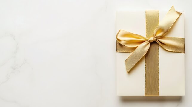 minimalist voucher with a luxurious golden bow tied neatly at the top.