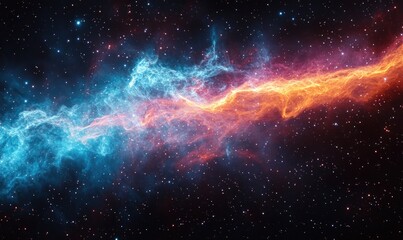 Fototapeta premium Cosmic nebula, fiery blue and orange swirls.