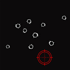 Bullet holes isolated vector illustration. For your design, game ui.