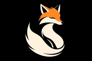 Obraz premium minimalist fox silhouette with sharp, elegant lines, designed for a luxury brand or corporate logo