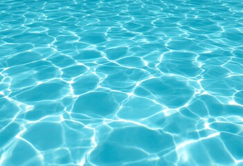 Crystal clear turquoise water with rippling light reflections. Swimming pool or tropical sea surface. Summer vacation, refreshing backdrop for travel ads with copy space