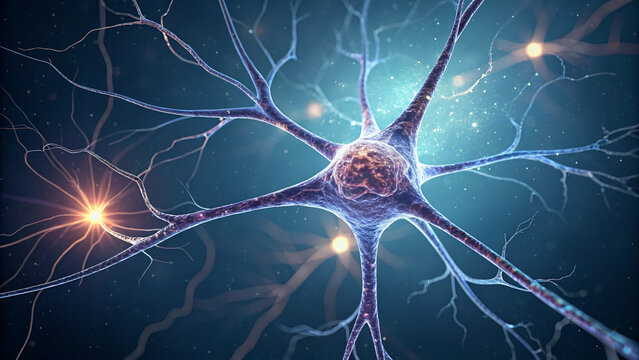 Blue Neural Network with Glowing Synapses