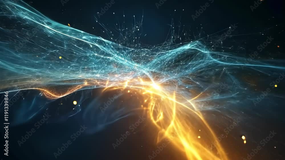 Poster vibrant energy waves intertwine to create a mesmerizing visual spectacle in abstract digital art