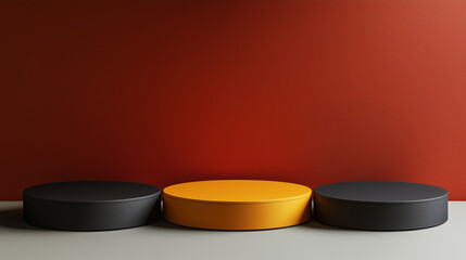 黒と黄色の台座を配したおしゃれで洗練された背景デザイン