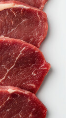 Obraz premium Artfully Arranged Cuts of Red Meat for Steaks – Ideal for Food Photography, Perfect for chefs, food stylists, and anyone in the culinary industry. food background