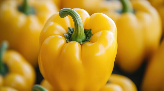 Fresh yellow bell pepper against a clean white background, highlighting its vibrant color and smooth texture, perfect for healthy cooking inspiration