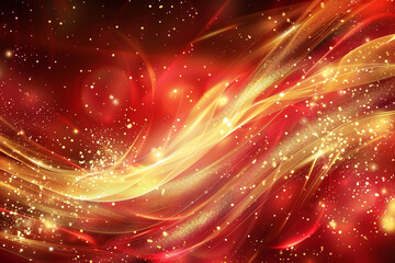 Abstract Red Background with Glowing Lights, Sparkles, and Digital Art for a Vibrant and Mystical Fantasy Design