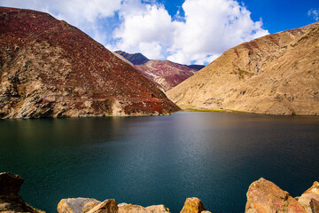 Lulusar lake with clear mirror water, kaghan valley, Pakisan. Beautiful autumn landscape. 
