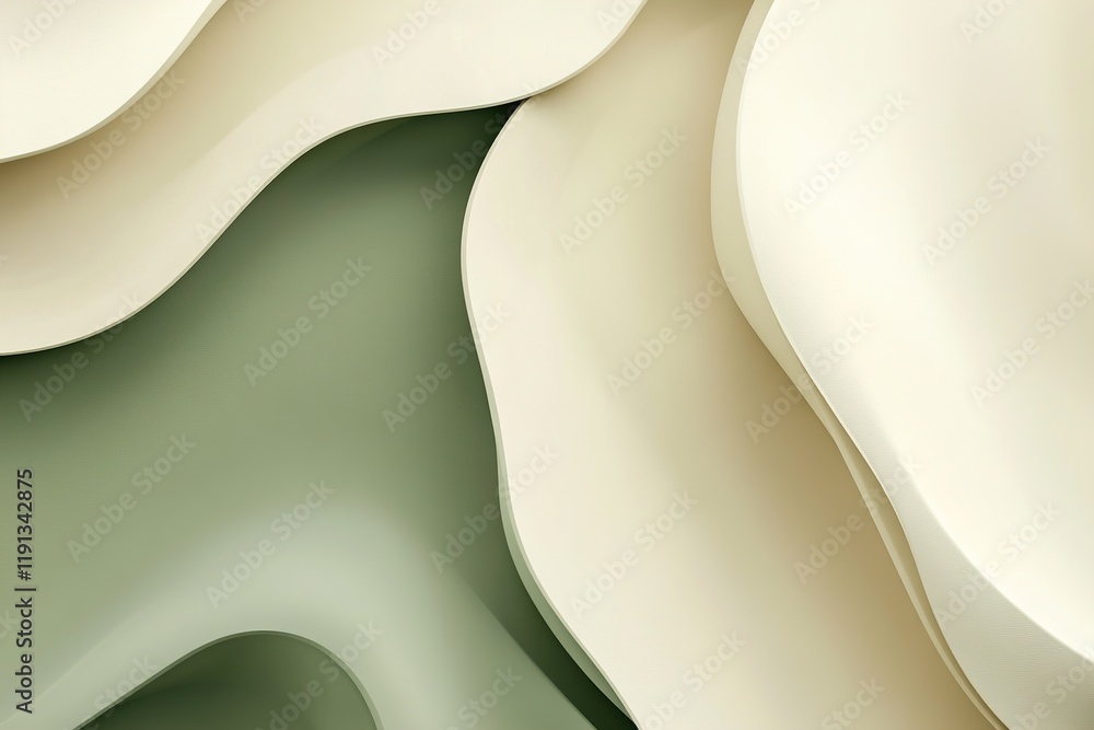 Poster nordic-inspired minimalistic background featuring soft beige gradient and abstract shapes in muted e