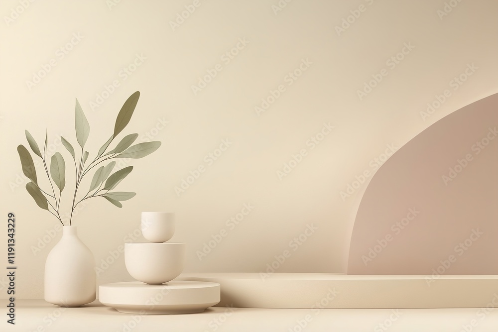 Poster minimalistic nordic-style background with earth tones and clean space for elegant text overlay