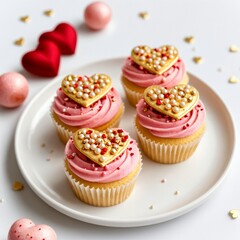 Valentine's day special cupcakes white background