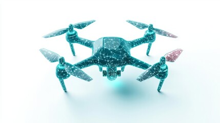 Futuristic drone design with digital technology elements.