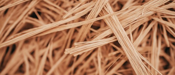 Close-up view of dry straw, highlighting its golden, textured fibers