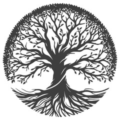 Tree Silhouette on the white background, mangrove tree illustration, Black Vector silhouette of tree.