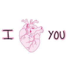 Vector illustration with text and and human heart