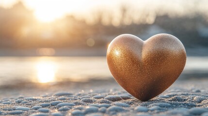 Fototapeta premium Heart on the beach. Empty space for copy.