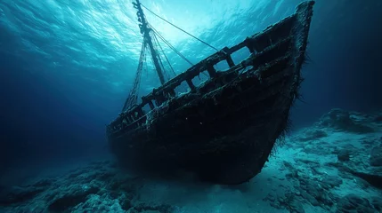 an old ship is underwater in the ocean
