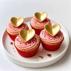 Valentine's day special cupcakes white background