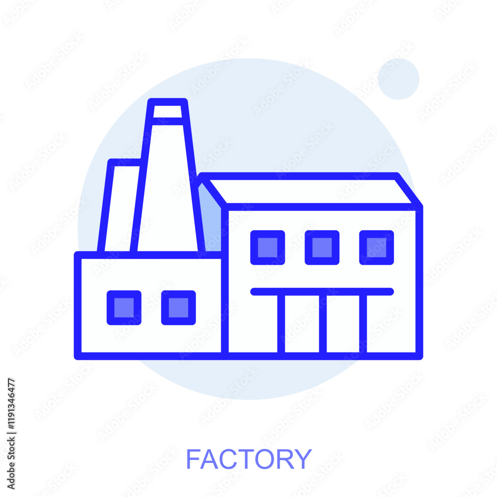Aufkleber industrial web icon in line style for web and mobile app. symbol of a factory. vector illustration