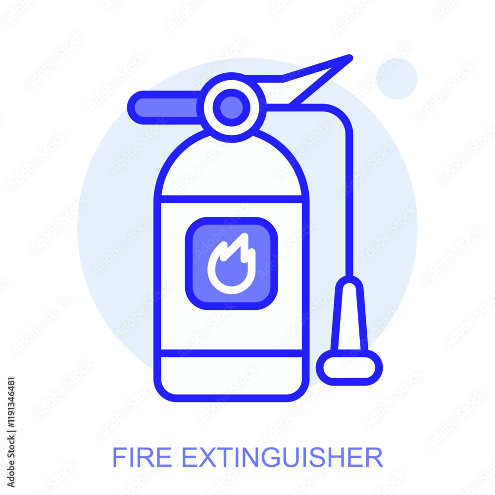 Poster industrial web icon in line style for web and mobile app. symbol of a fire extinguisher. vector illu